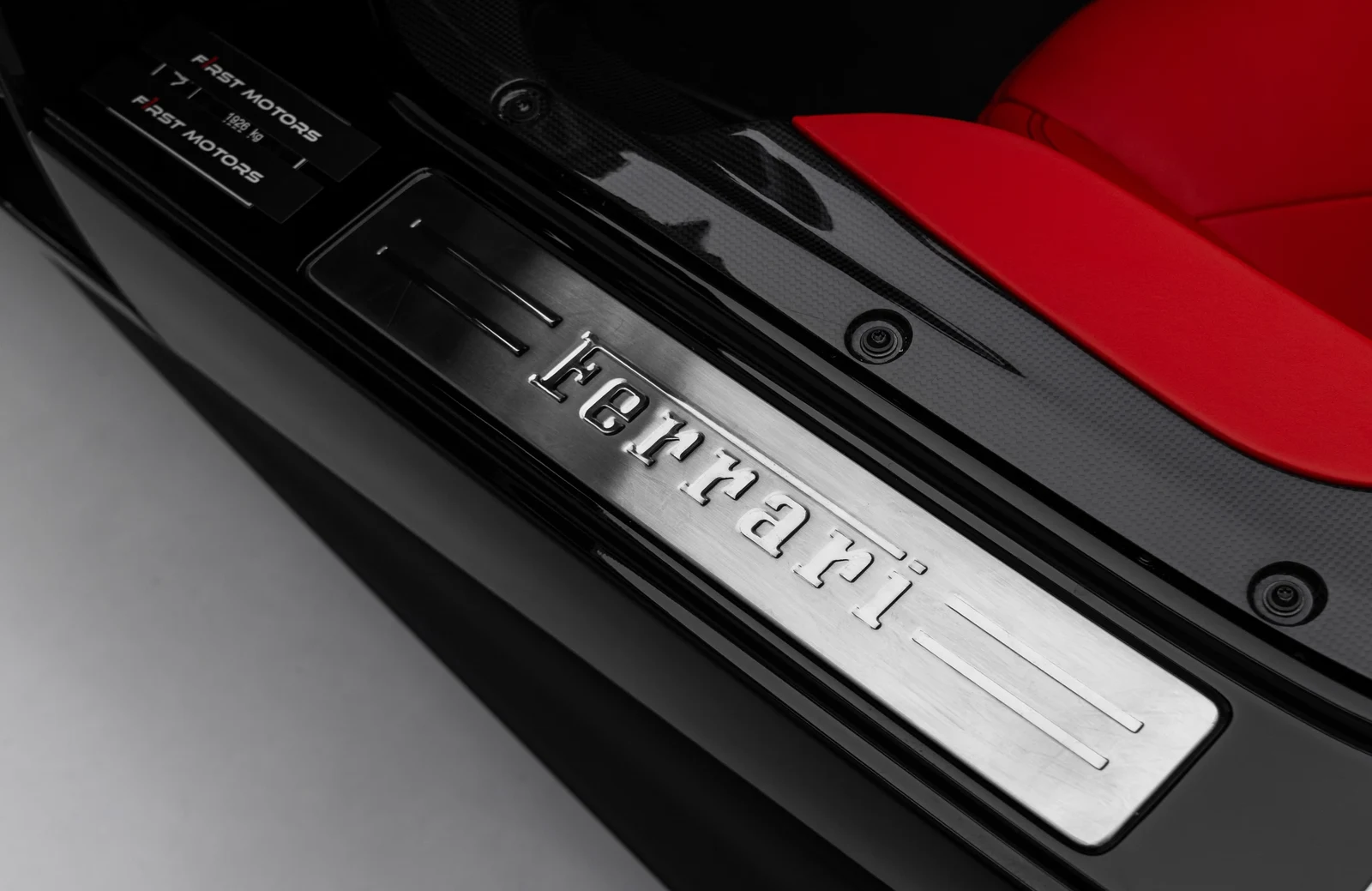 2021 Ferrari Monza SP2 interior, door sill, Red seats with black details