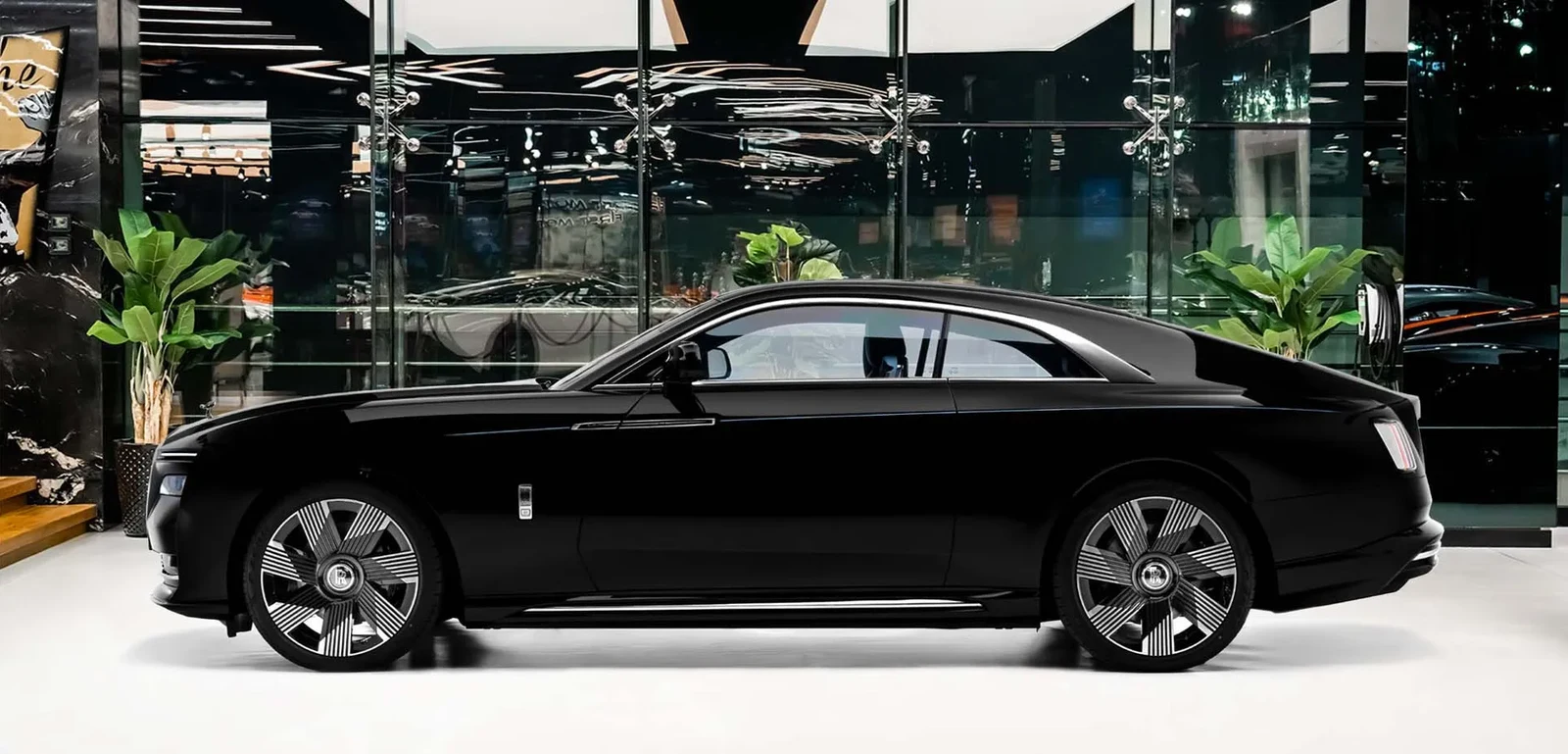 2025 Rolls-Royce Spectre, side profile, Black