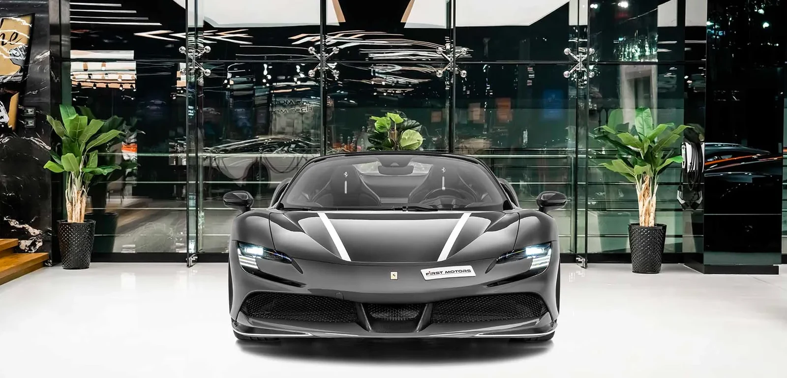2023 Ferrari SF90 Spider for sale, exterior, Grey with white accent stripes