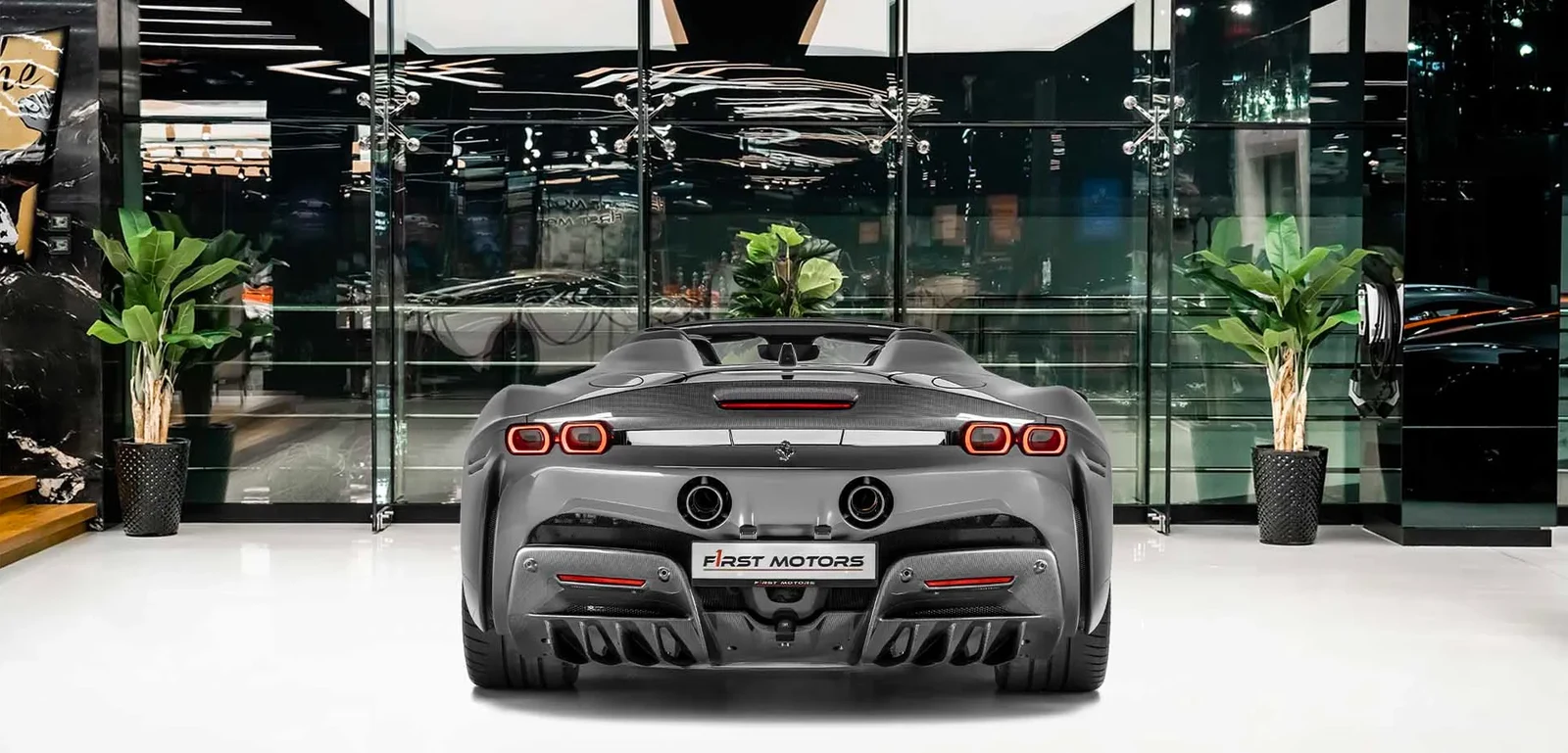 2023 Ferrari SF90 Spider for sale, exterior, Grey with white accent stripes