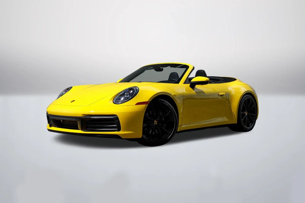 Porsche 911 (992) Carrera Cabriolet in a front three-quarter view