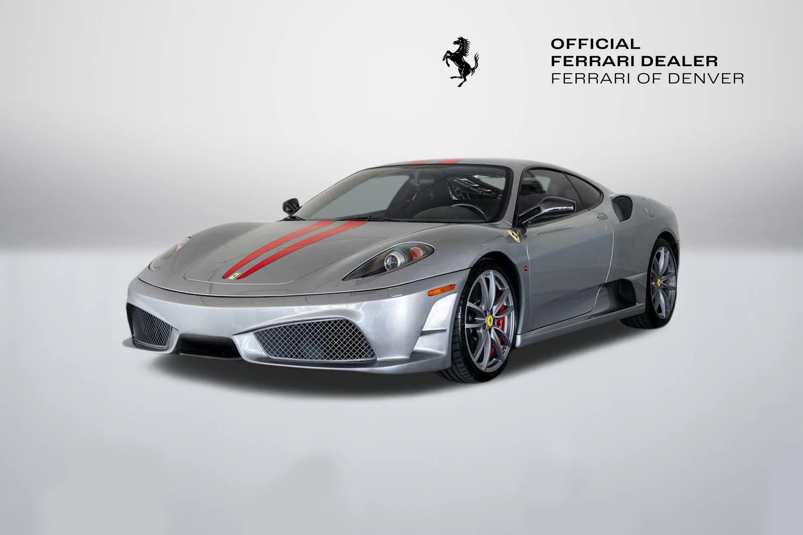 Grigio Titanio Metall Ferrari 430 Scuderia in a front three-quarter view