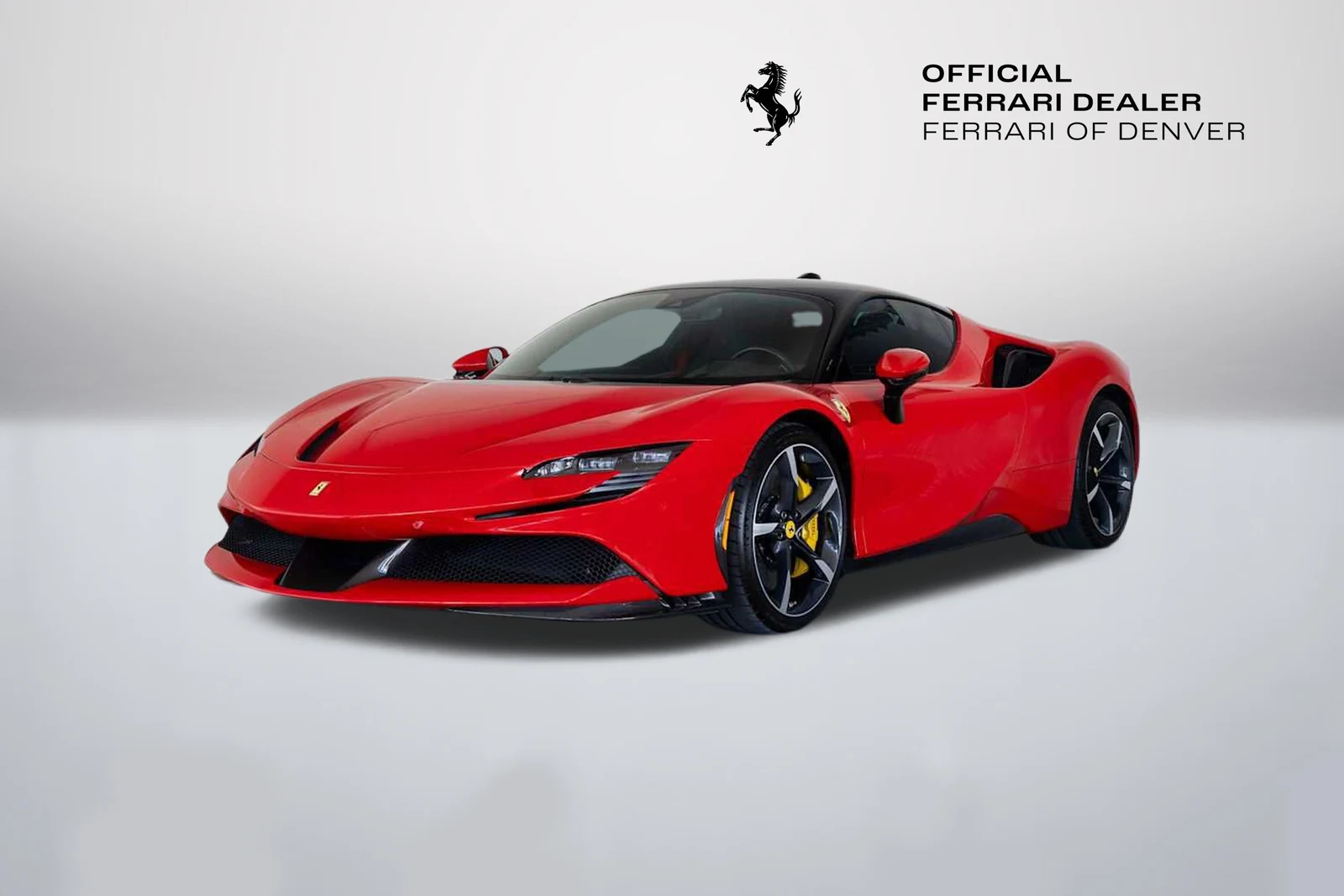 Rosso Corsa Ferrari SF90 Stradale in a front three-quarter view