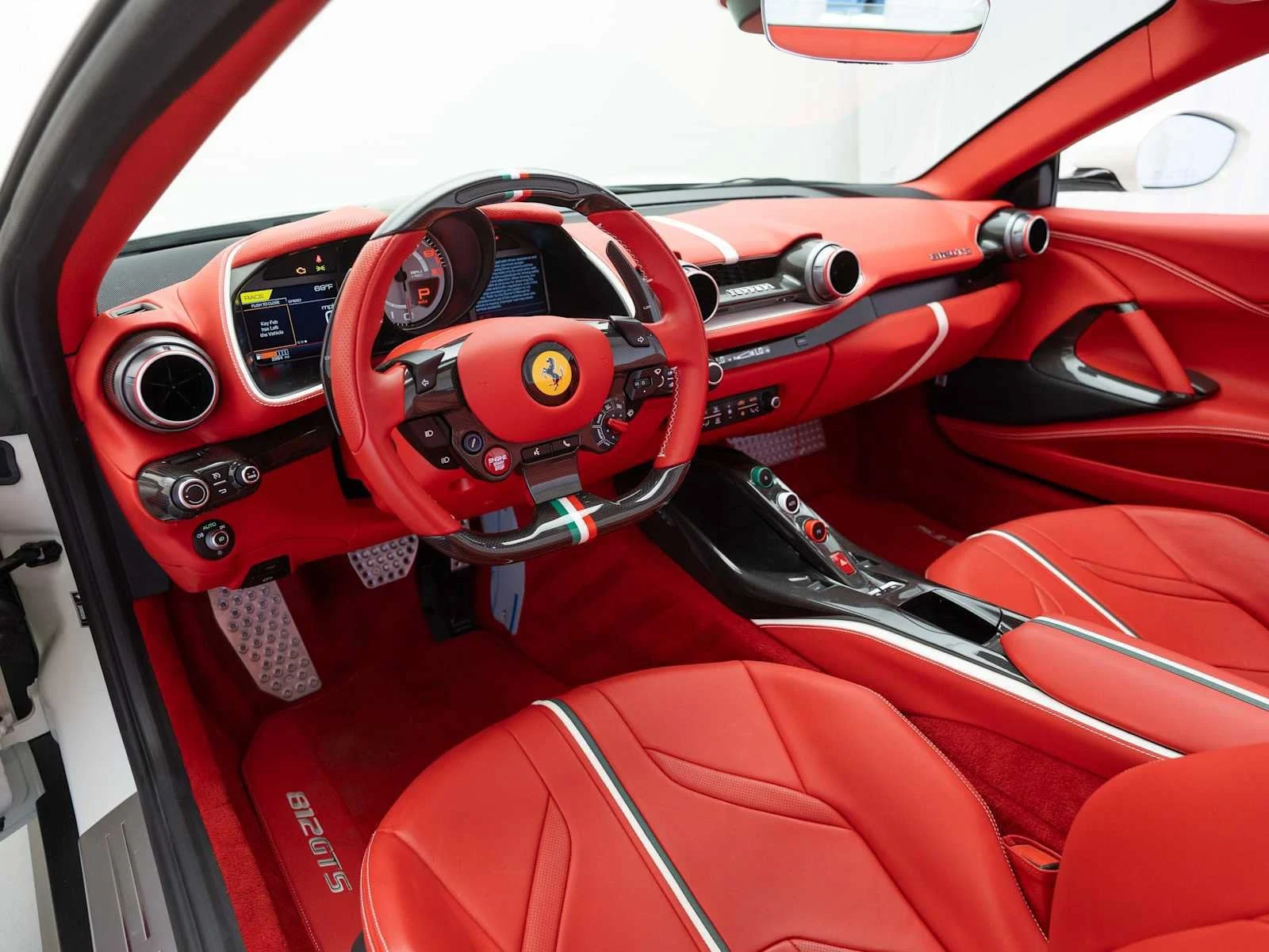 2022 Ferrari 812 GTS interior, dashboard, Rosso Ferrari