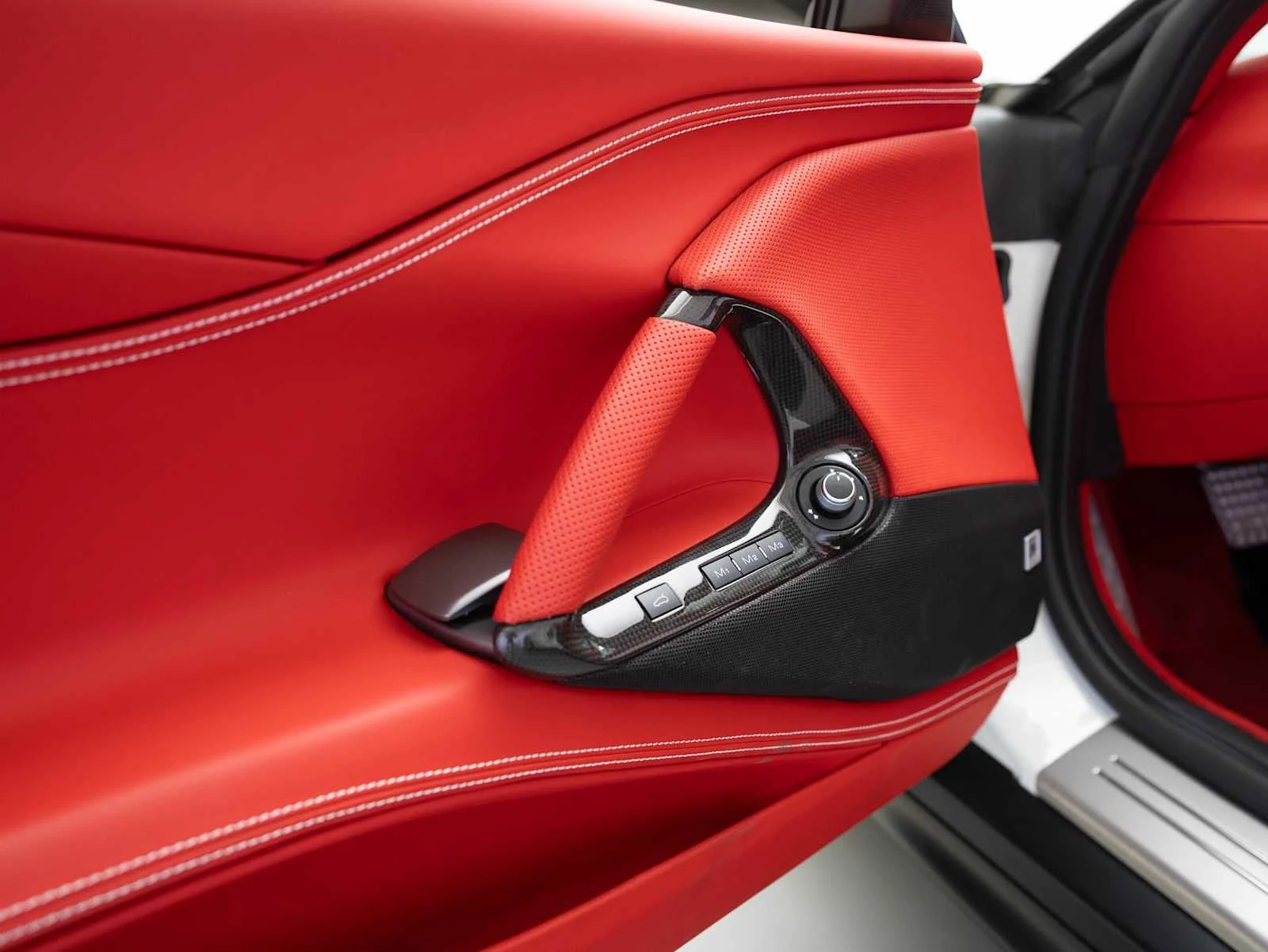 2022 Ferrari 812 GTS interior, door panel, Rosso Ferrari