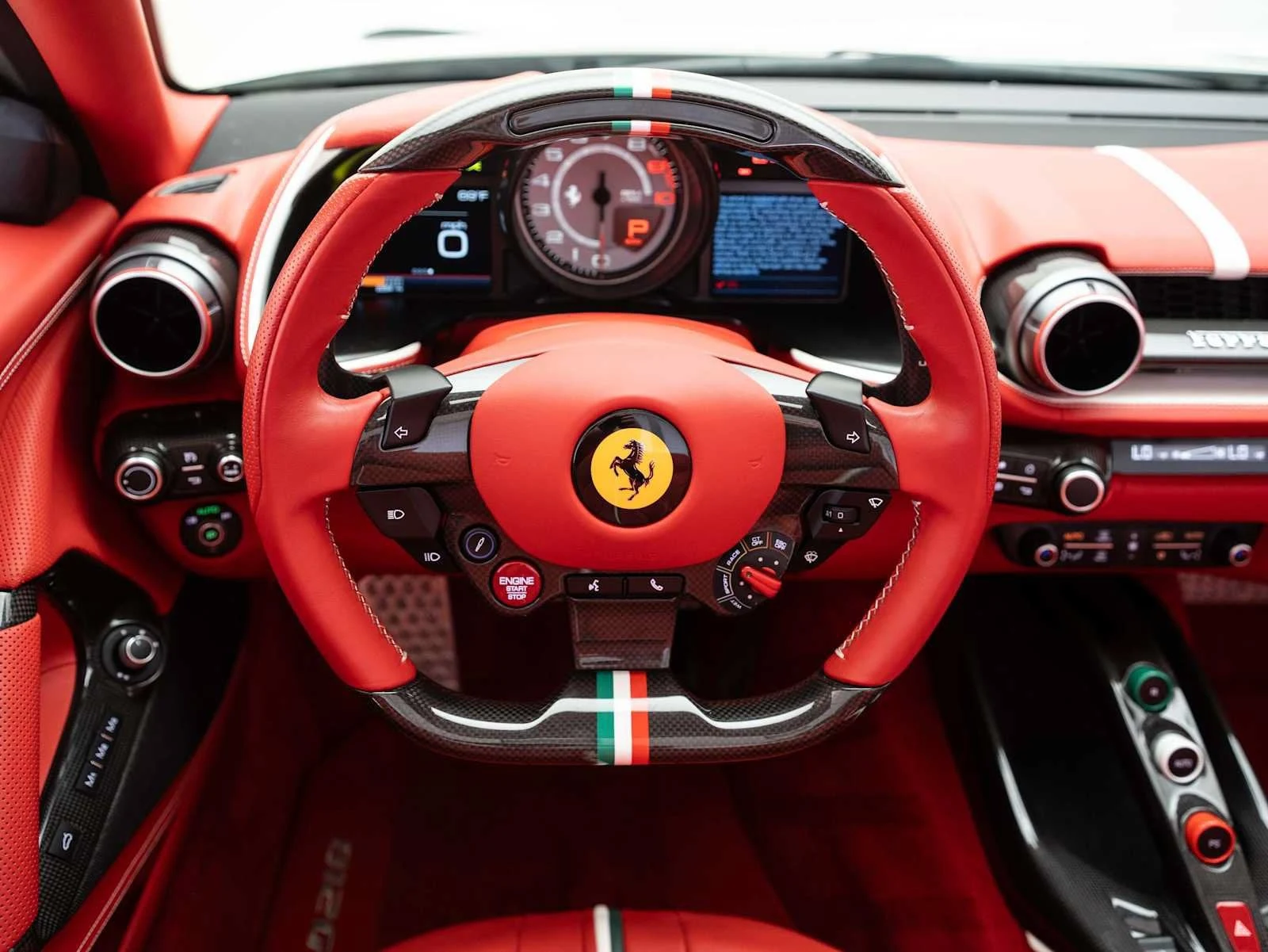 2022 Ferrari 812 GTS interior, dashboard, Rosso Ferrari