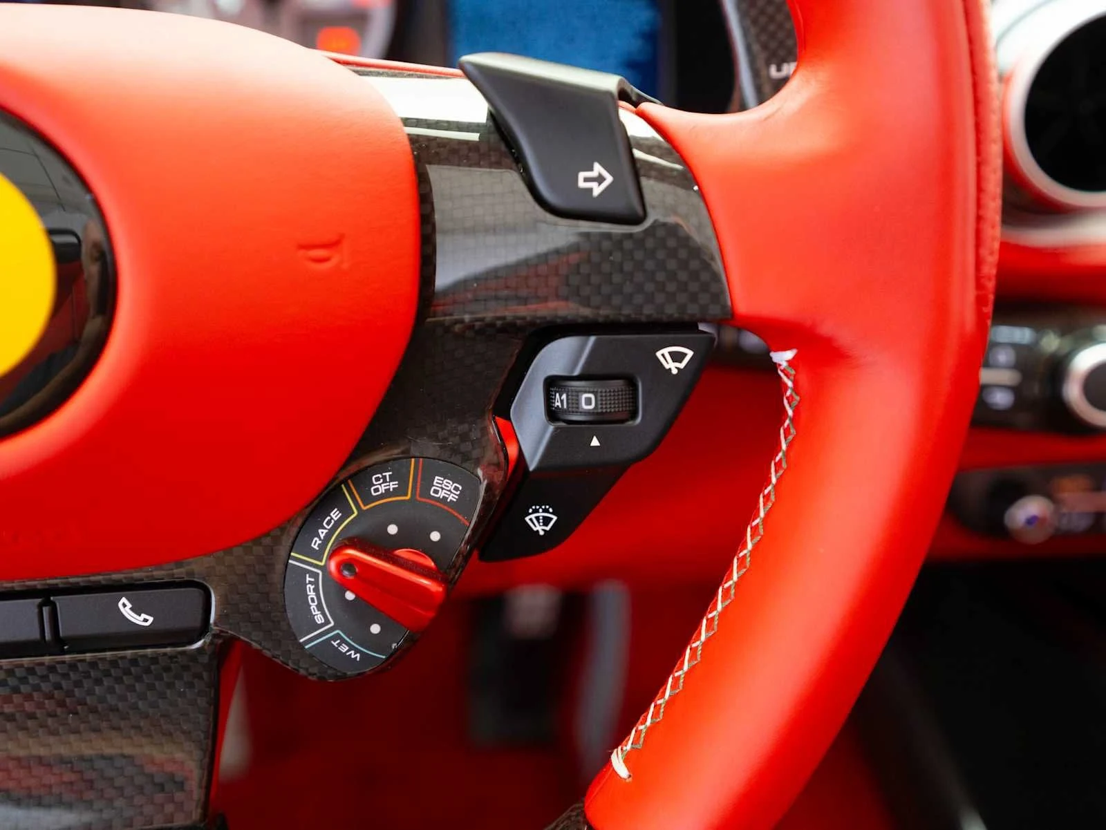 2022 Ferrari 812 GTS interior, steering wheel, Rosso Ferrari