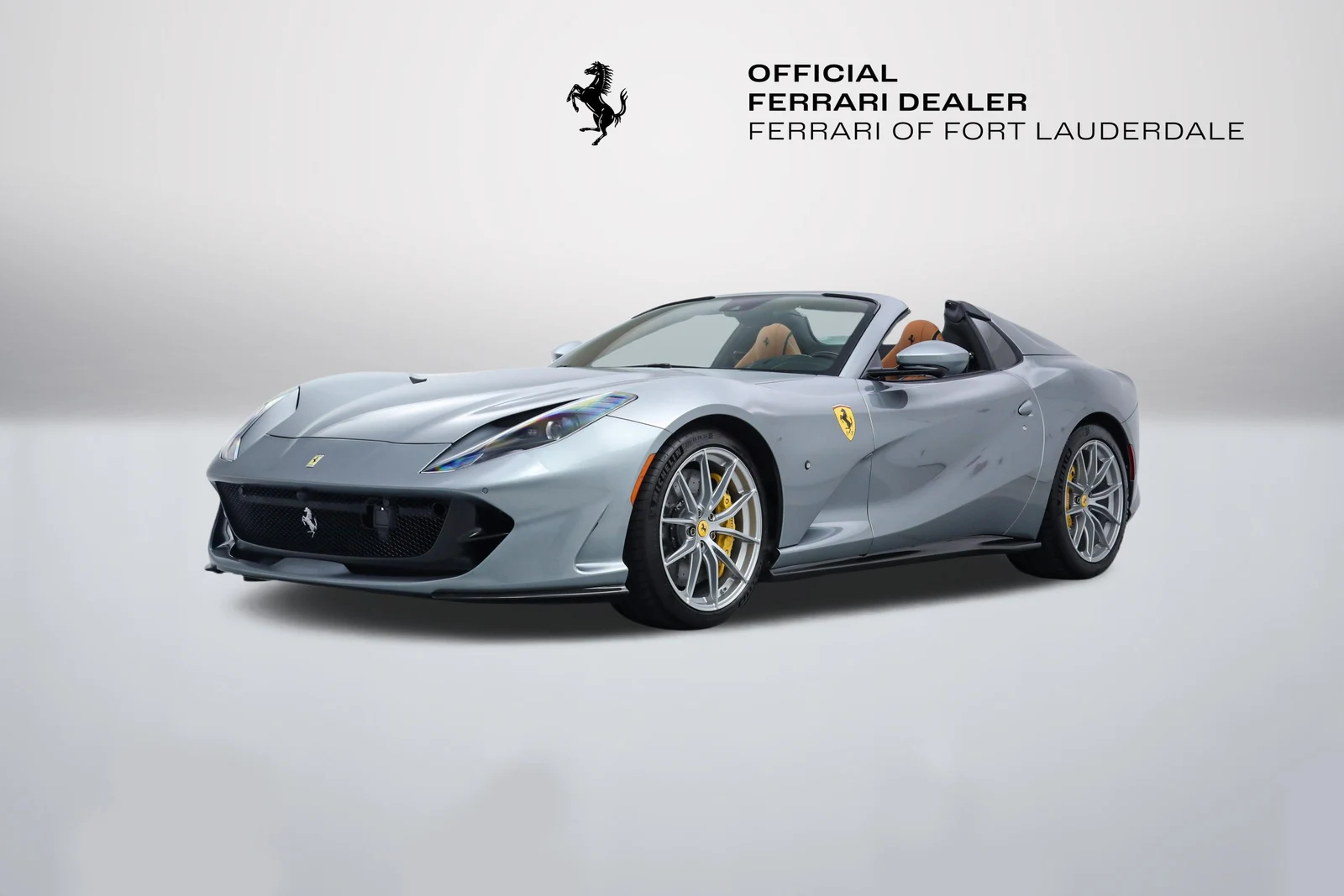 Grigio Titanio Metall Ferrari 812 GTS in a front three-quarter view
