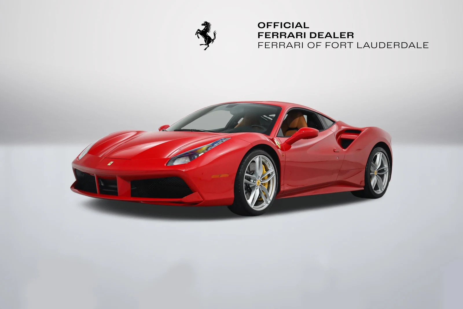 Rosso Corsa Ferrari 488 GTB in a front three-quarter view