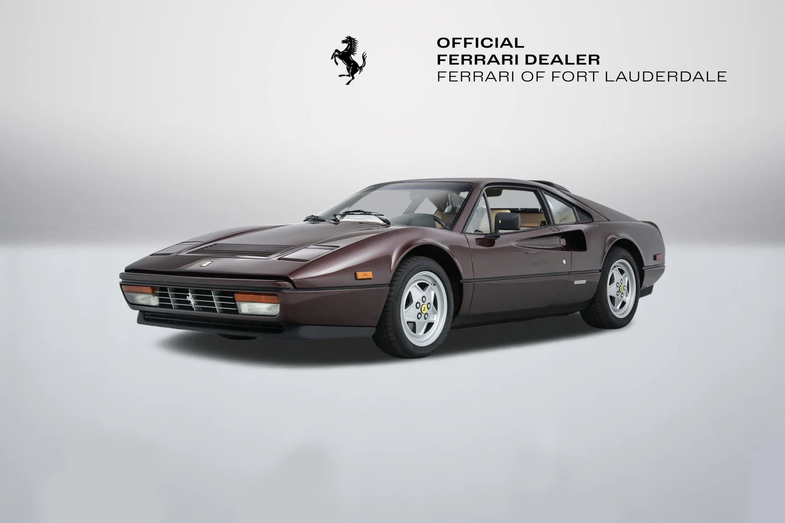 Prugna Metallica Ferrari 328 GTB in a front three-quarter view