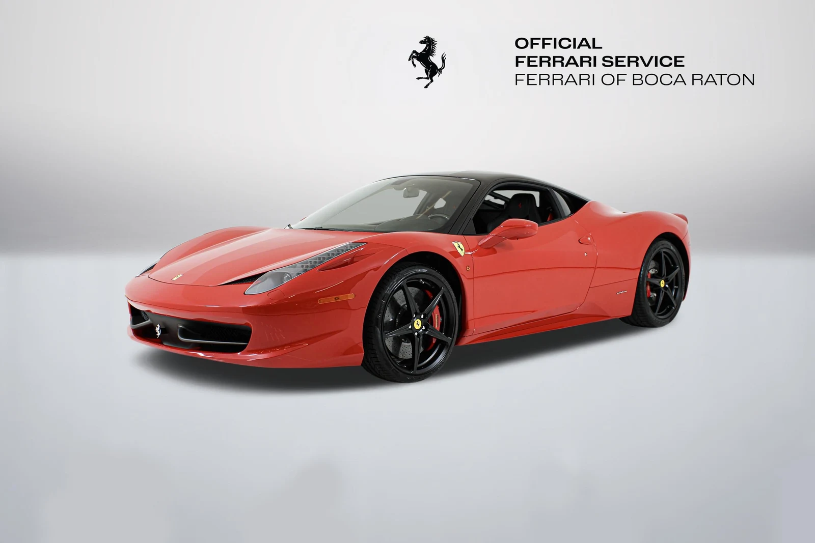 Rosso Corsa Ferrari 458 Italia in a front three-quarter view