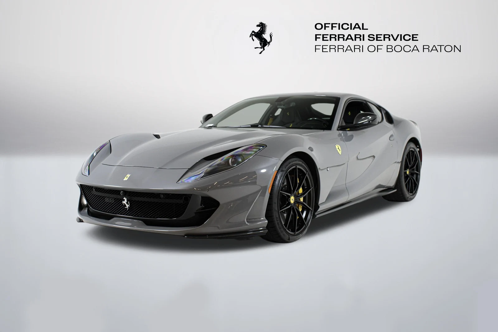 Grigio Nardo Ferrari 812 Superfast in a front three-quarter view