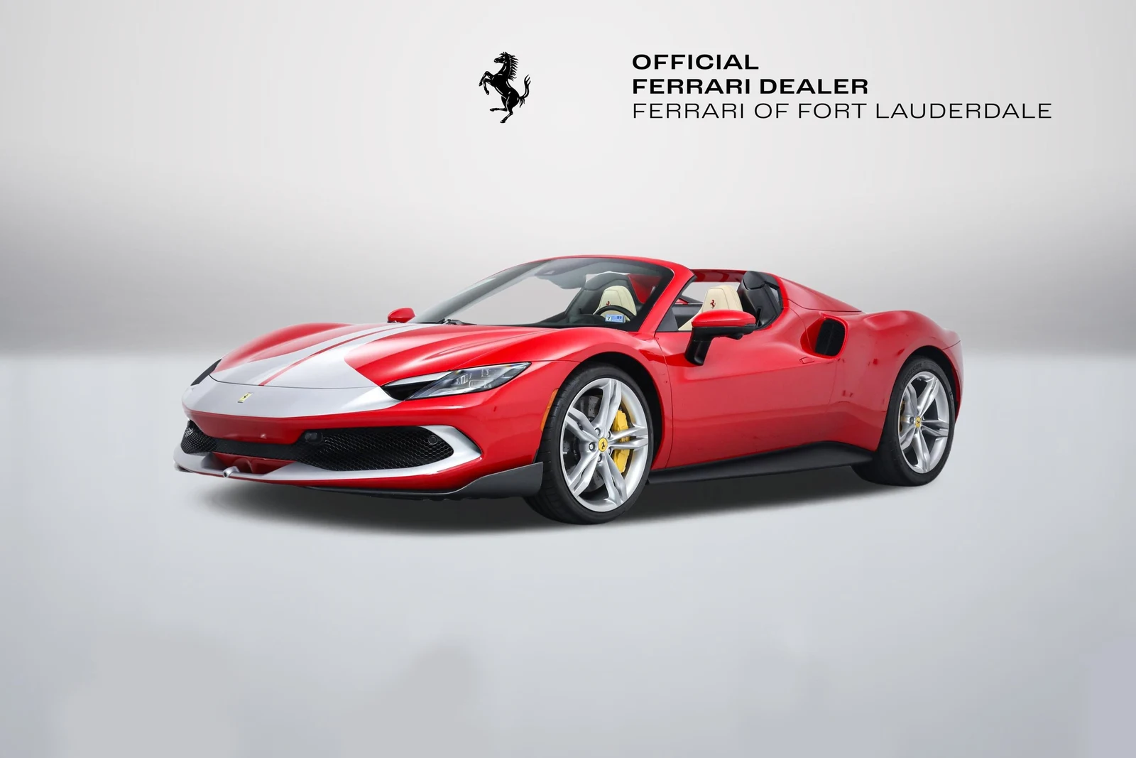 Rosso Corsa Ferrari 296 GTS in a front three-quarter view