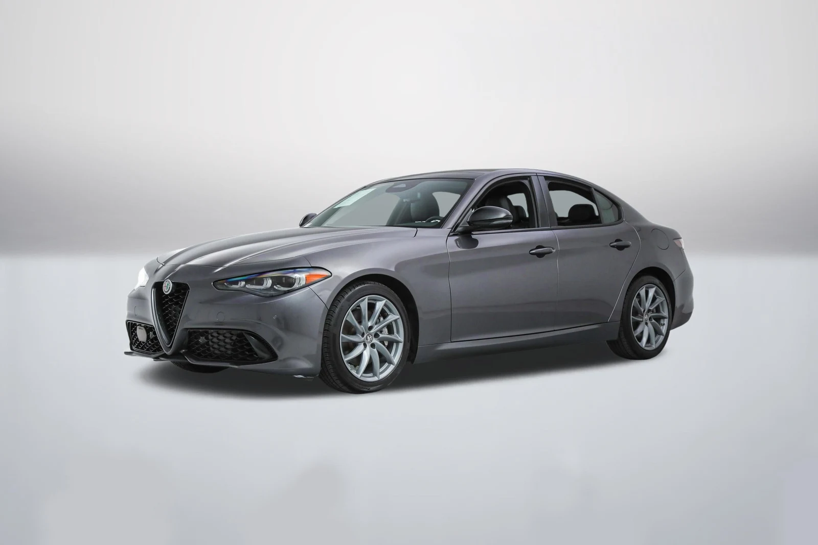 Vesuvio Gray Metallic Alfa Romeo Giulia in a front three-quarter view