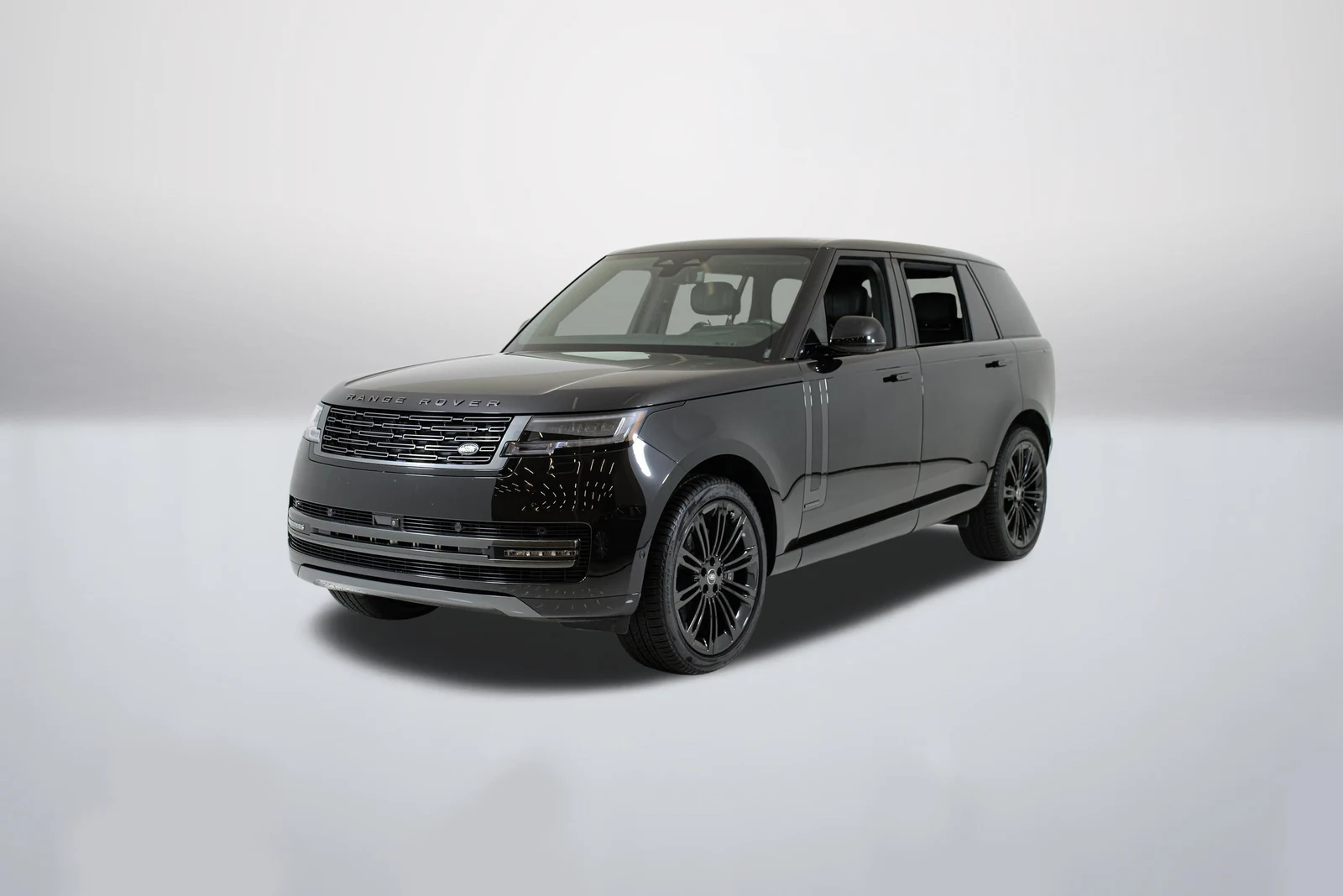 Santorini Black Metallic Land Rover Range Rover Autobiography (L460) in a front three-quarter view