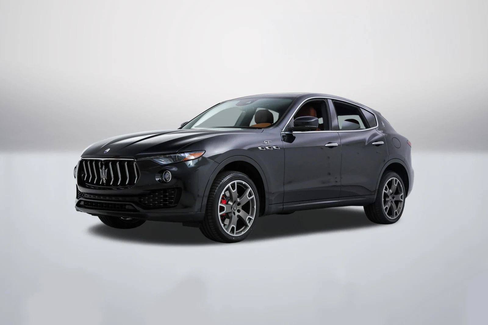 Nero Ribelle Maserati Levante GT in a front three-quarter view
