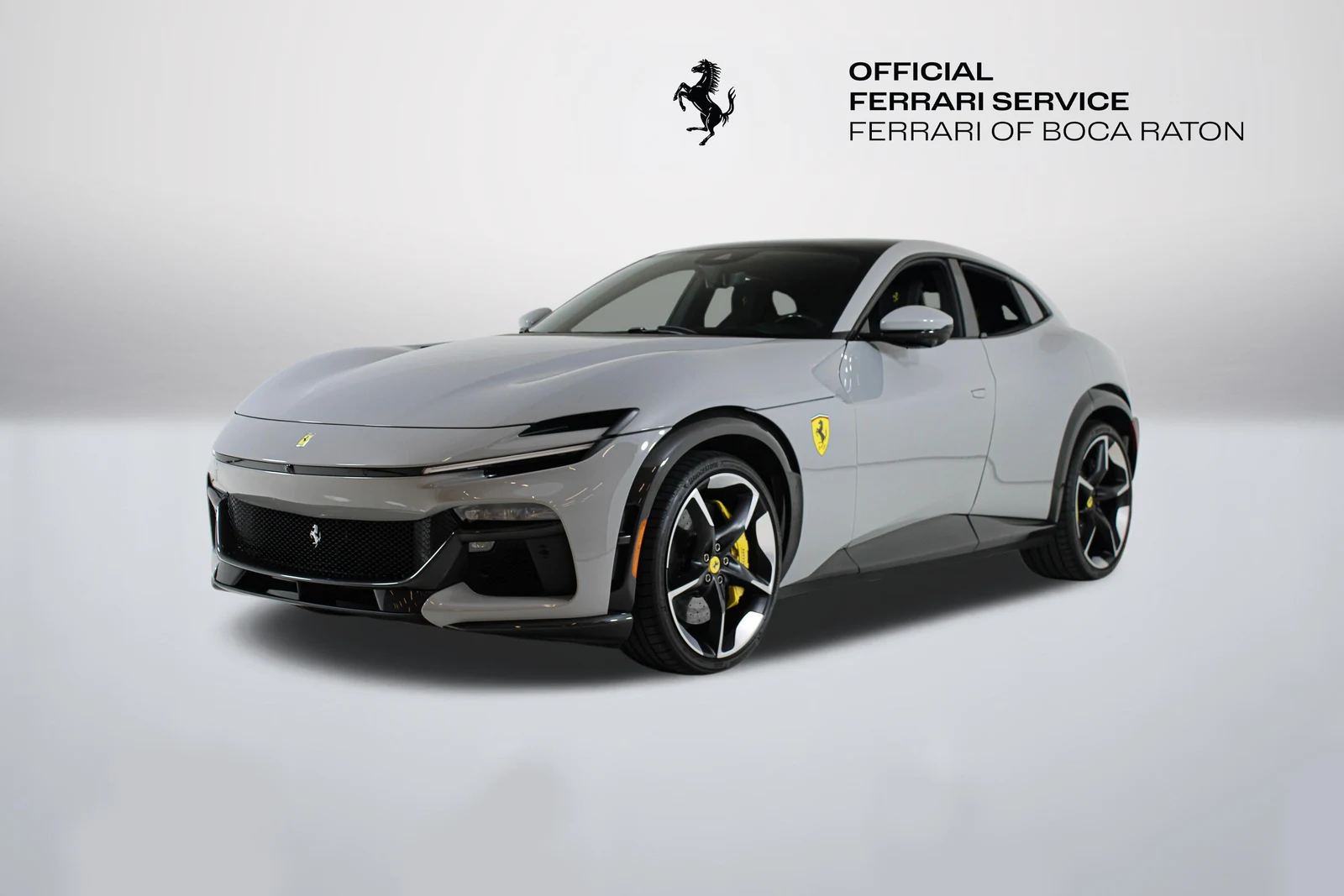 Grigio Squalo Ferrari Purosangue in a front three-quarter view