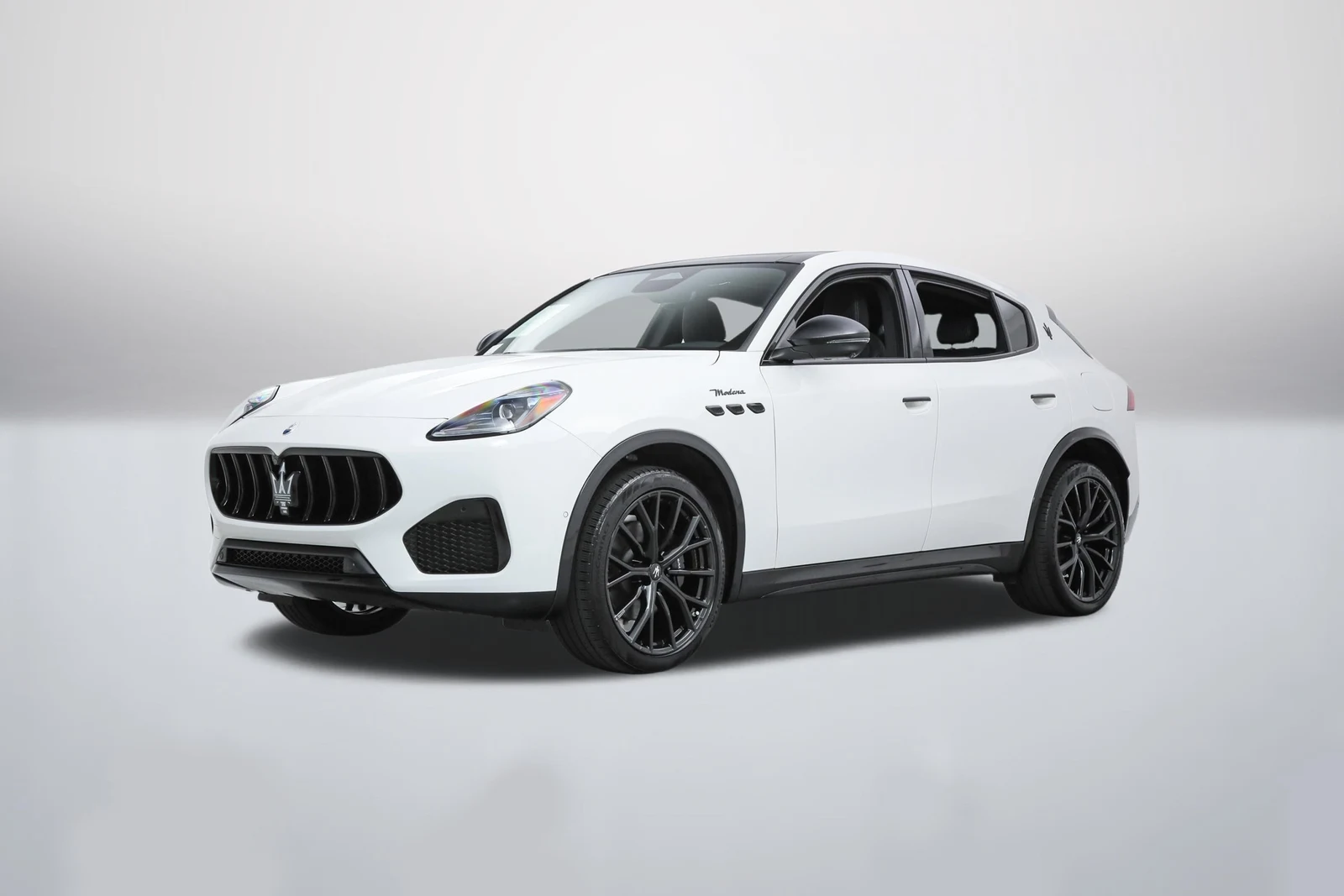 White Maserati Grecale Modena in a front three-quarter view