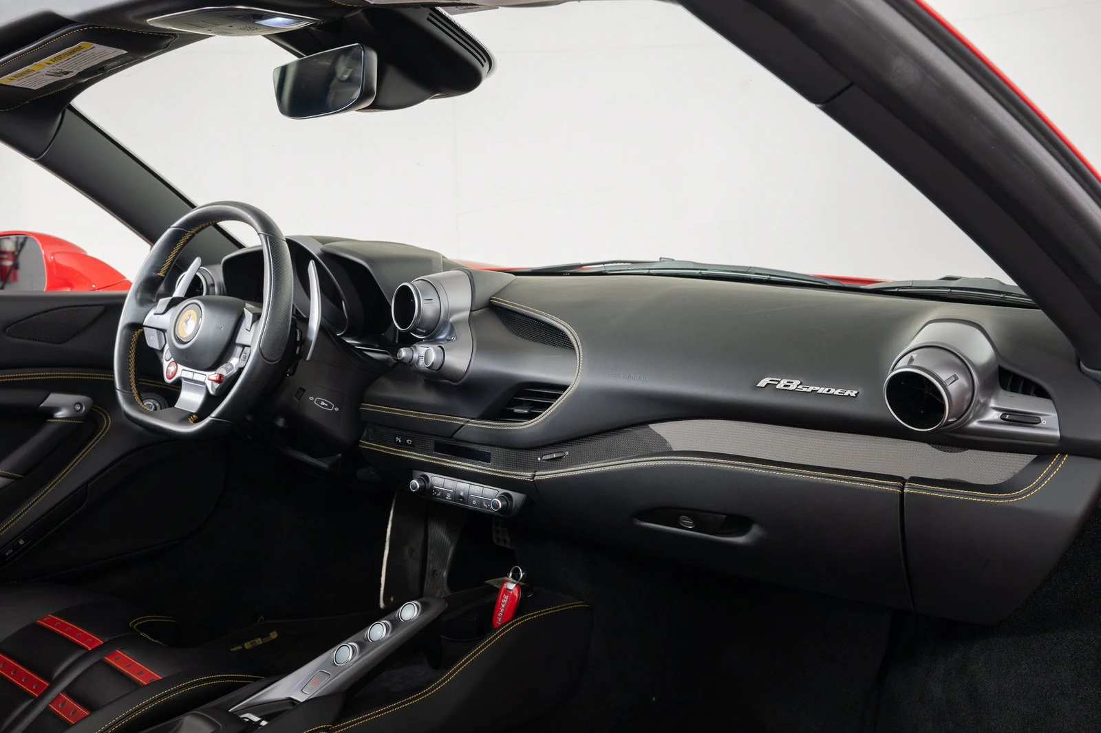 2021 Ferrari F8 Spider interior, dashboard, Nero