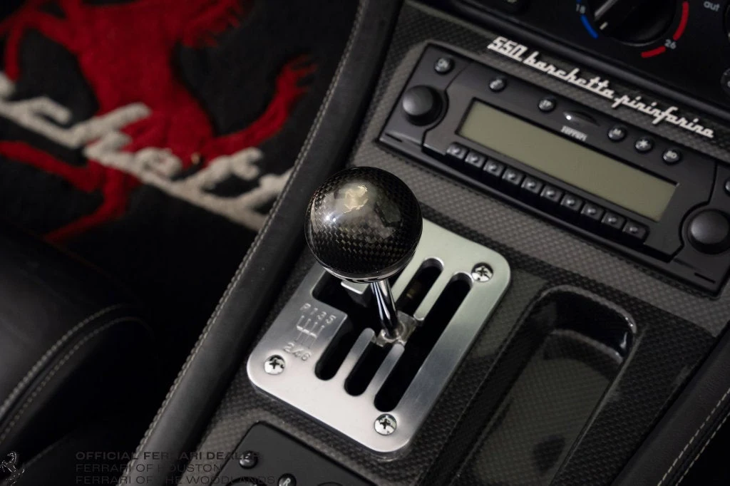 2001 Ferrari 550 Barchetta Pininfarina interior, center console, Nero