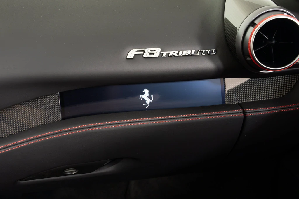 2020 Ferrari F8 Tributo interior, door sill, Nero
