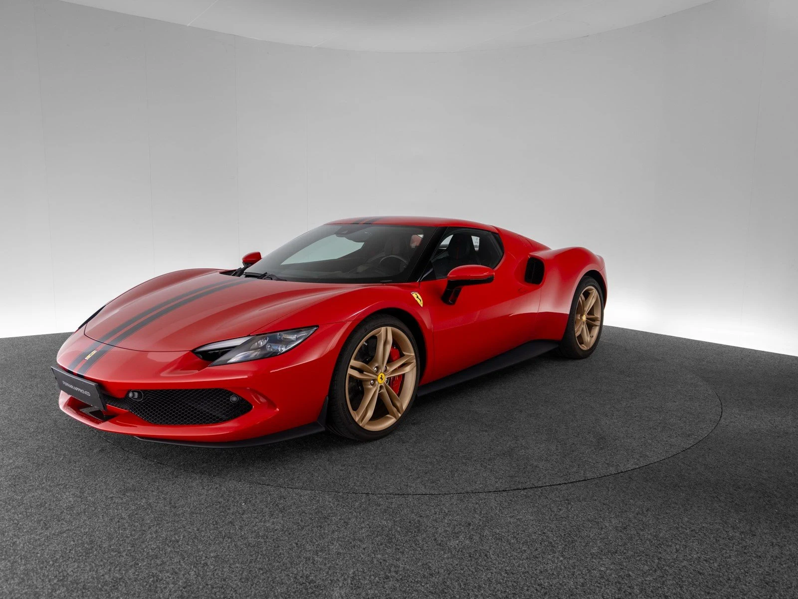 Ferrari 296 GTB, full-car front three-quarter view.