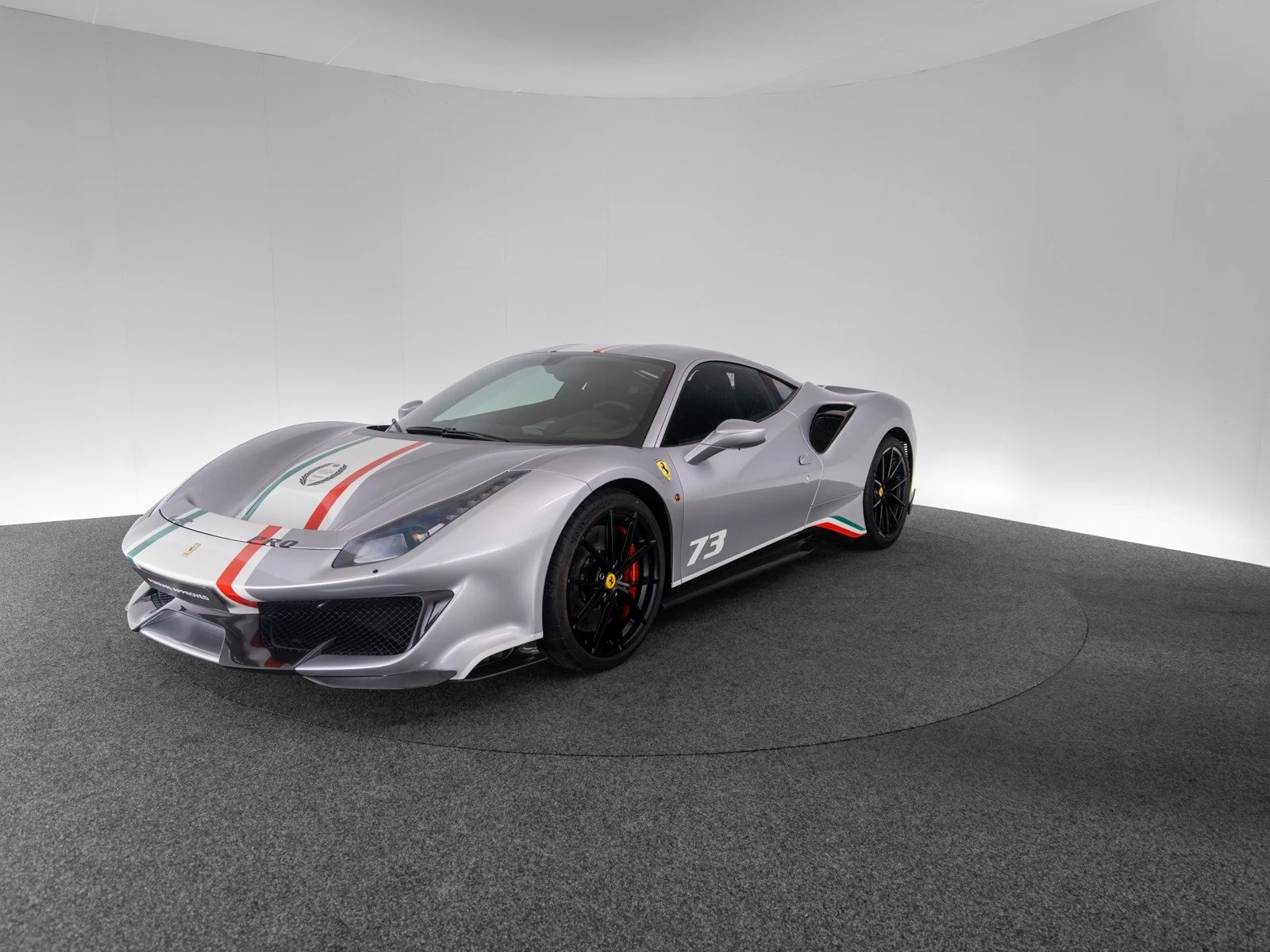 Ferrari 488 Pista Piloti, full-car front three-quarter view.