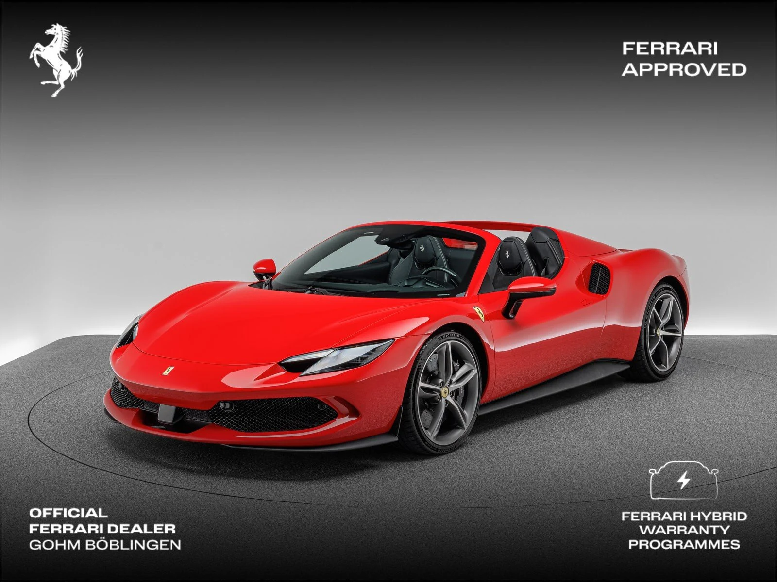 Ferrari 296 GTS, full-car front three-quarter view.