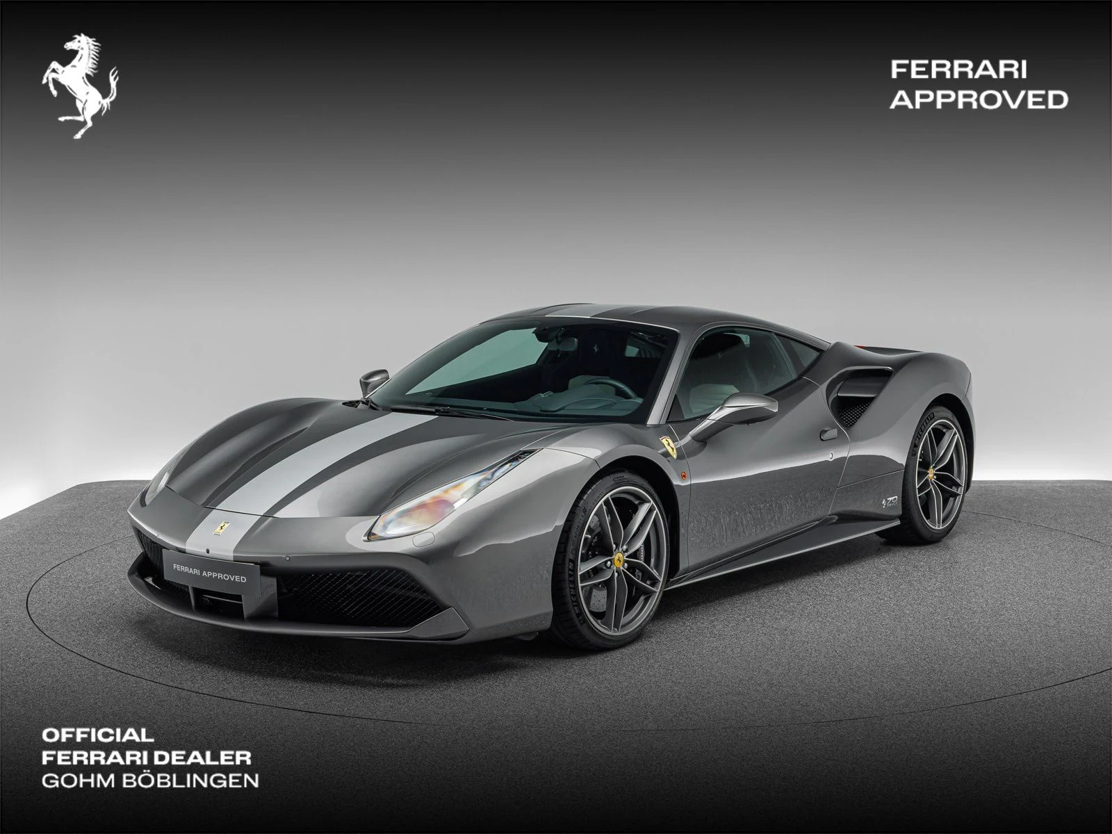 Ferrari 488 GTB, full-car front three-quarter view.