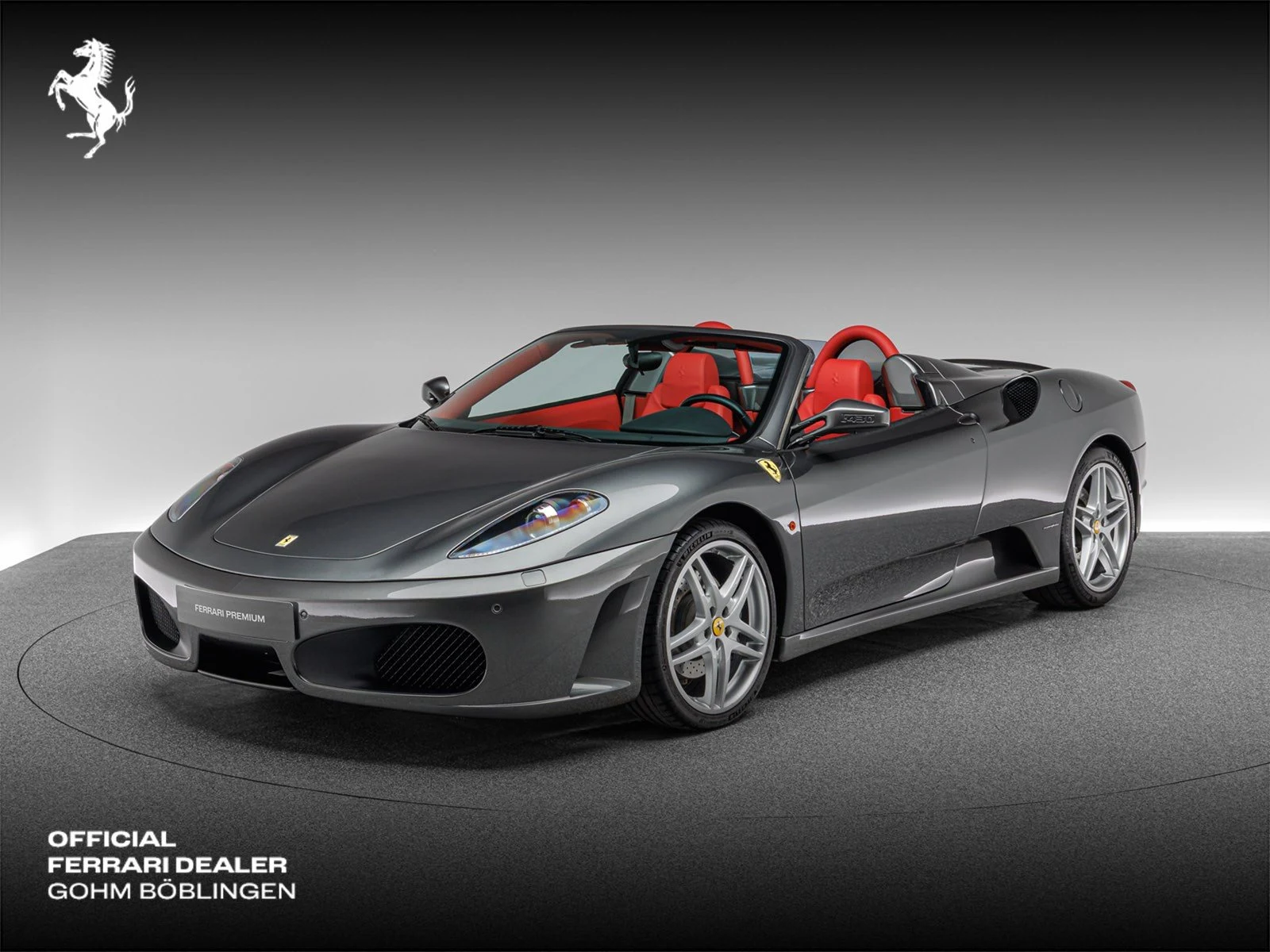 Ferrari F430 Spider, full-car front three-quarter view.