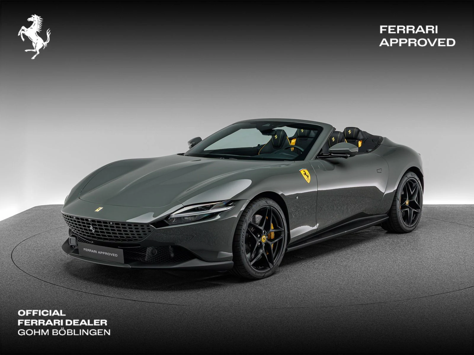 Ferrari Roma Spider, full-car front three-quarter view.