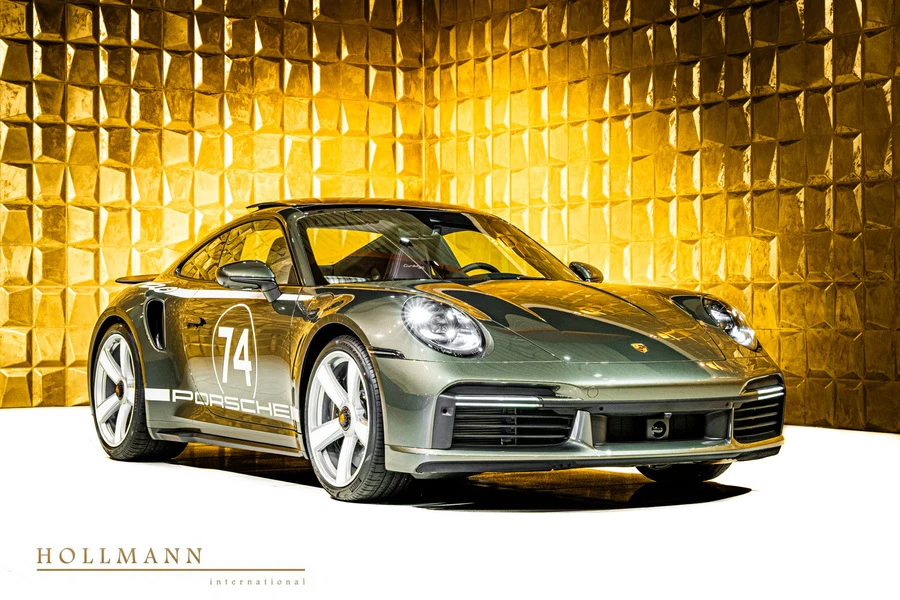 Porsche 911 Turbo 50 Years, front three-quarter view.