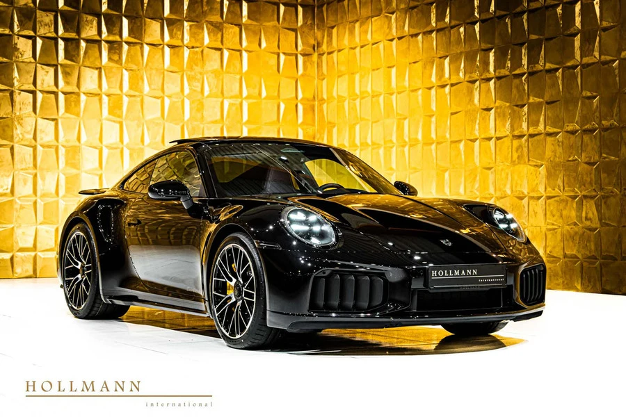 Porsche 911 Turbo S, front three-quarter view.