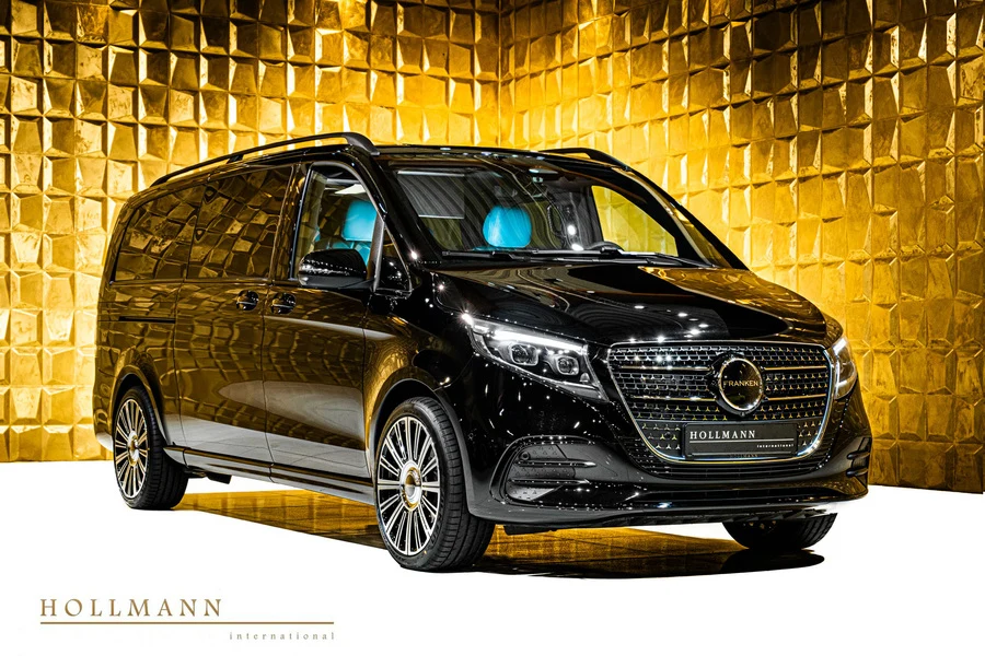 Mercedes-Benz V 300 d 4MATIC extra-long Franken Autodesign, front three-quarter view.