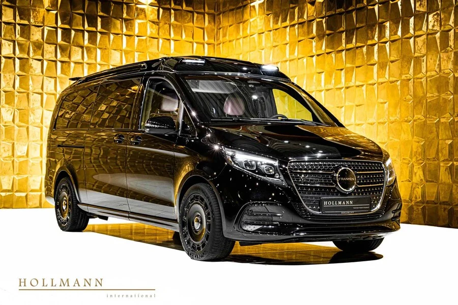 Mercedes-Benz V 300 d 4MATIC extra-long Franken Autodesign, front three-quarter view.