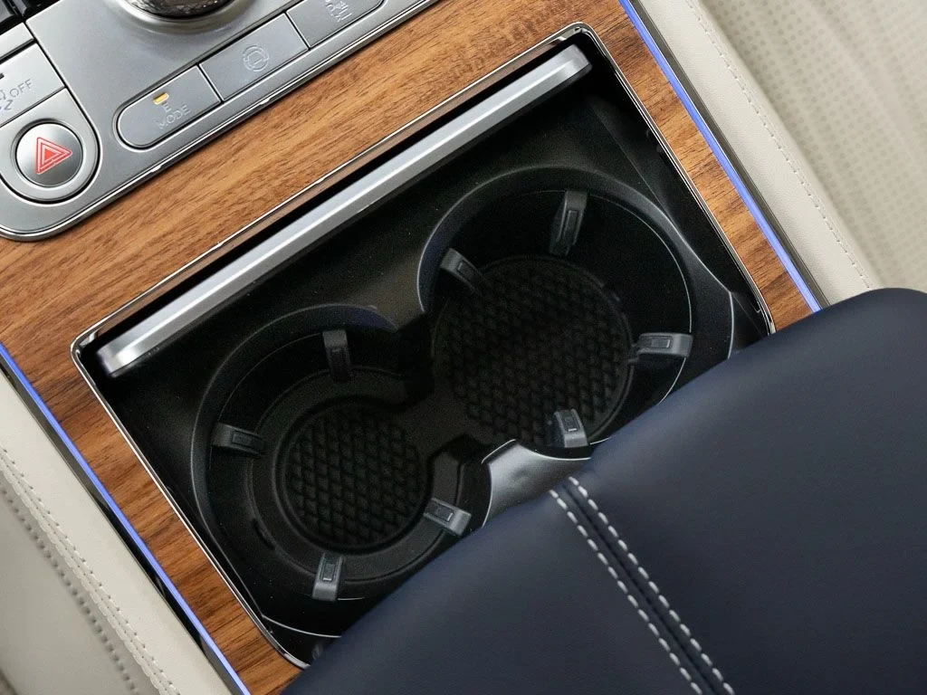 2026 Bentley Continental GT Azure interior, center console, Linen / Imperial Blue