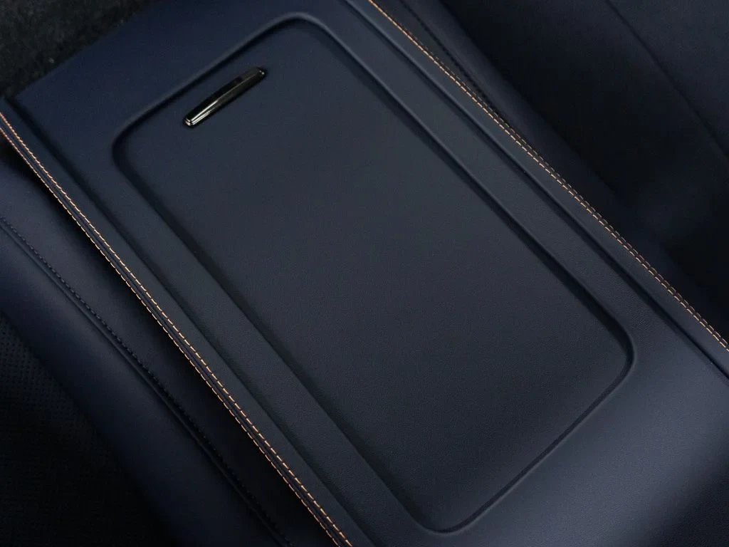 2026 Bentley Continental GT S interior, door panel, Imperial Blue / Mandarin - by Mulliner