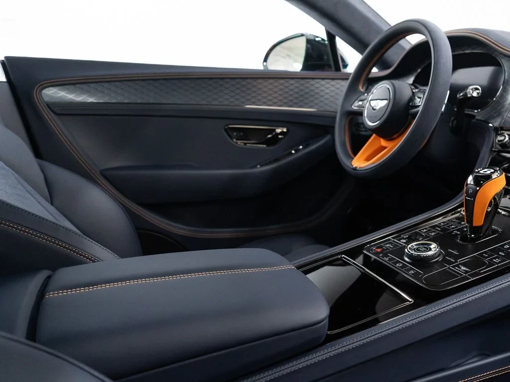 2026 Bentley Continental GT S interior, Imperial Blue / Mandarin - by Mulliner
