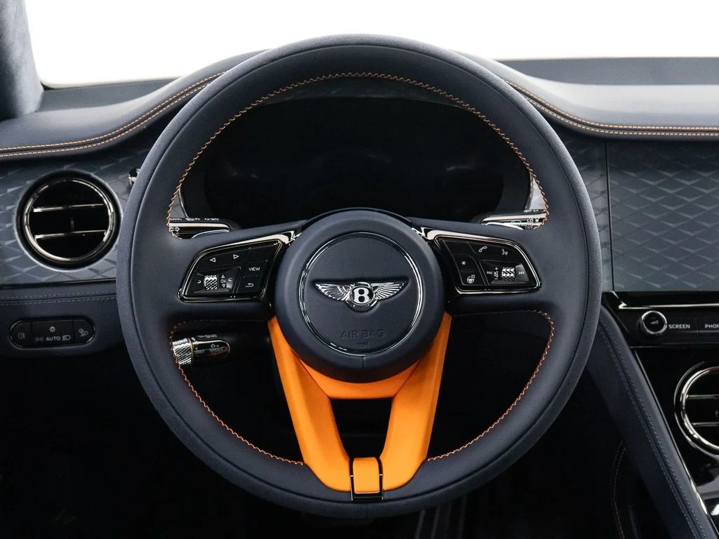 2026 Bentley Continental GT S interior, Imperial Blue / Mandarin - by Mulliner