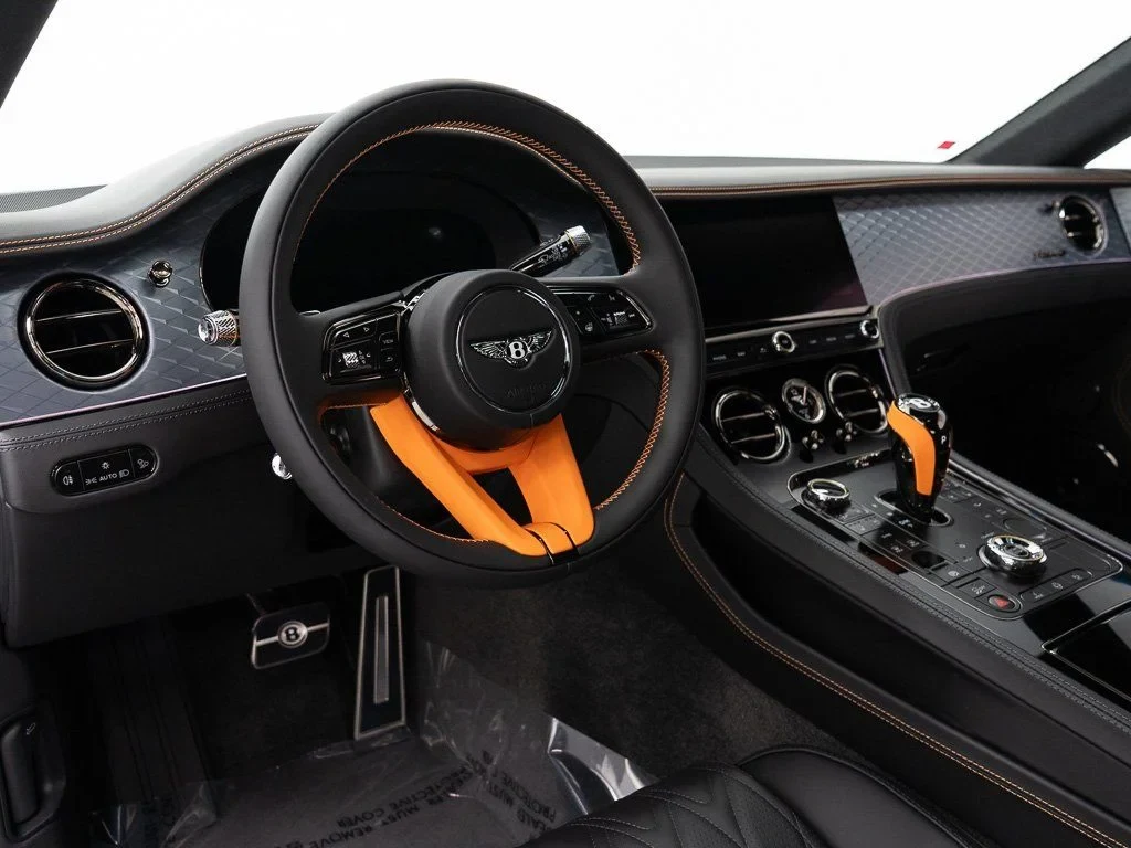 2026 Bentley Continental GT Azure interior, dashboard, Beluga / Mandarin - by Mulliner