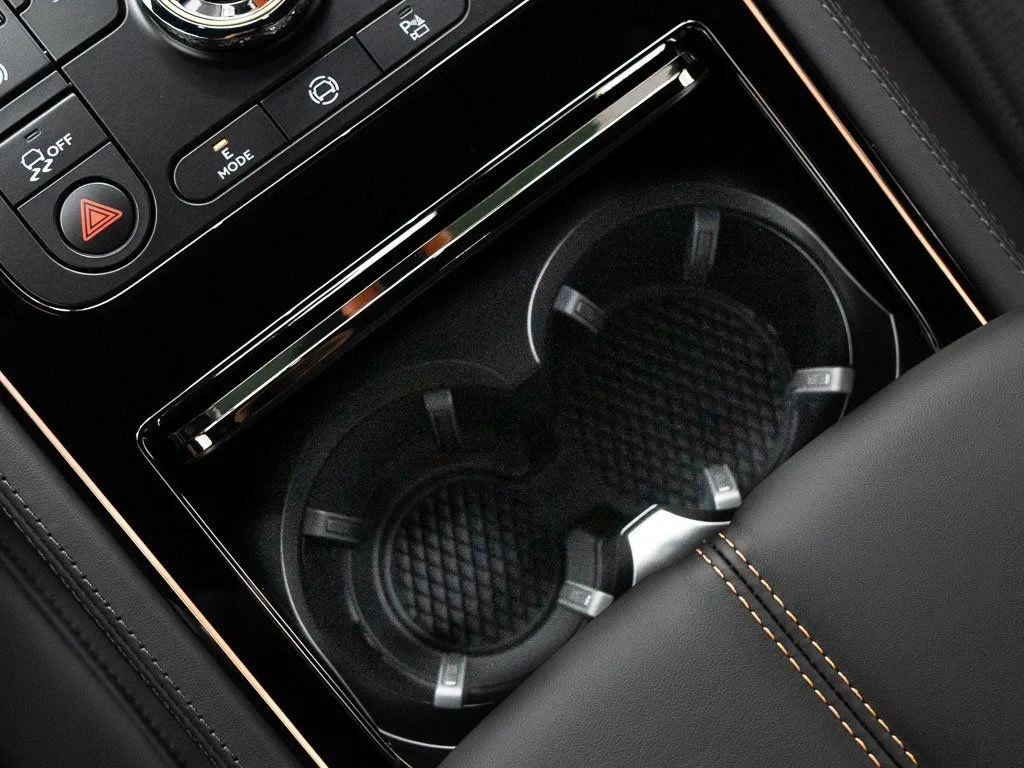 2026 Bentley Continental GT Azure interior, center console, Beluga / Mandarin - by Mulliner
