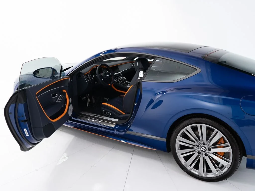 2026 Bentley Continental GT Speed for sale, exterior, Moroccan Blue w/Pinstripe in Mandarin