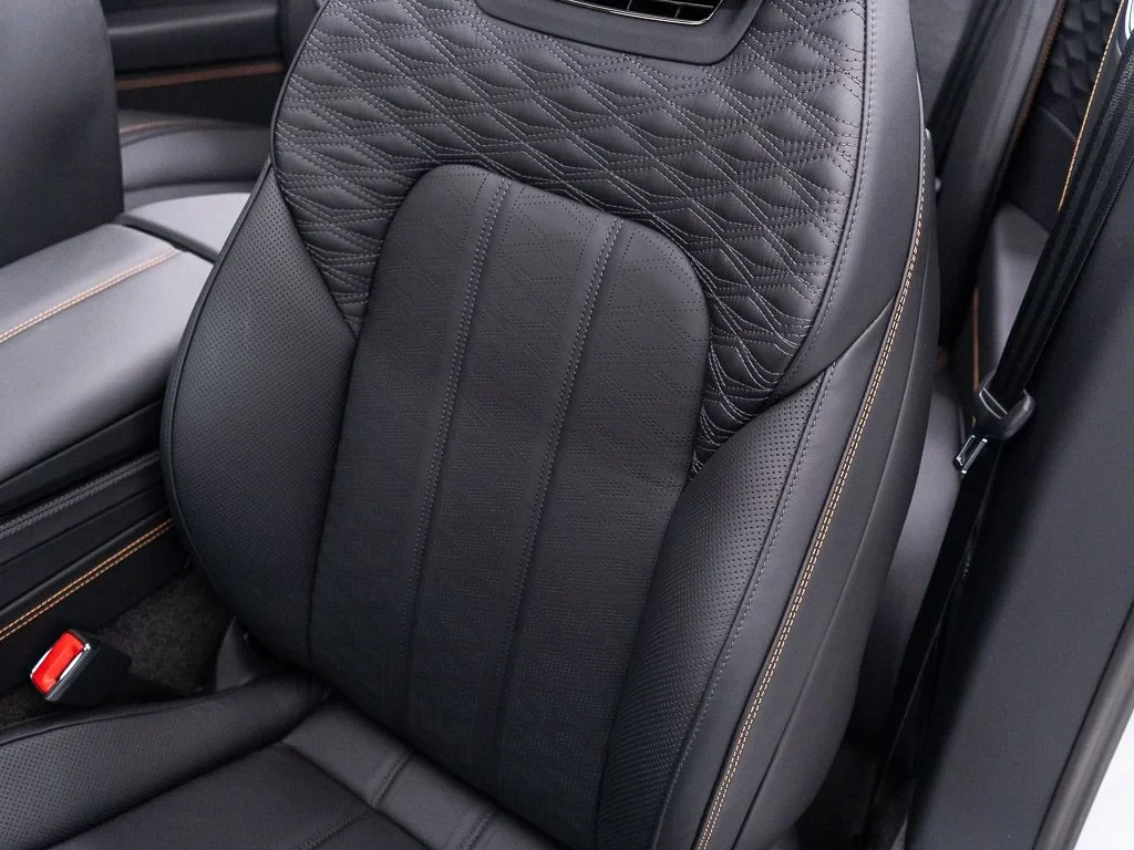 2026 Bentley Continental GTC S interior, seats, Beluga / Mandarin - by Mulliner