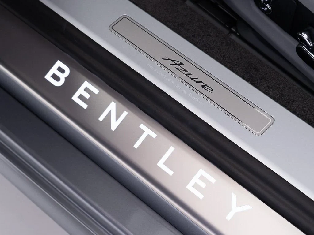 2026 Bentley Continental GTC Azure interior, door sill, Gravity Grey/Beluga