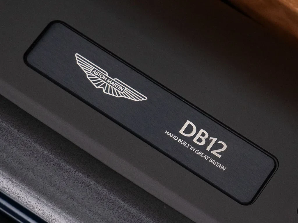 2026 Aston Martin DB12 interior, door sill, Oxford Tan