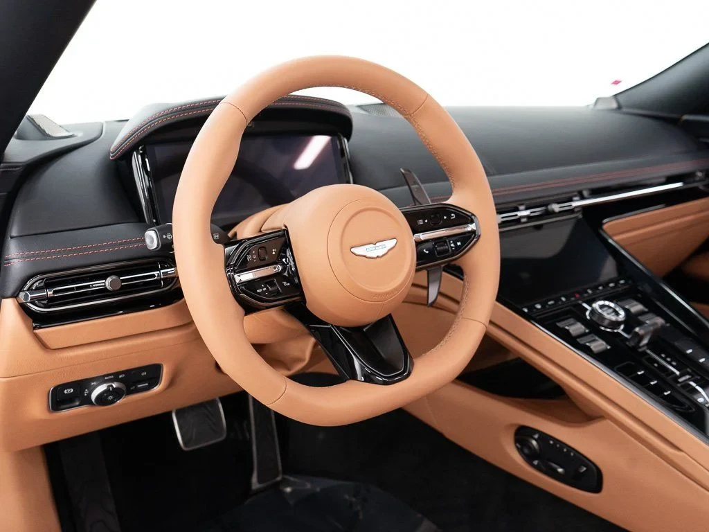2026 Aston Martin DB12 Volante interior, Onyx Black / Copper Tan Metallic