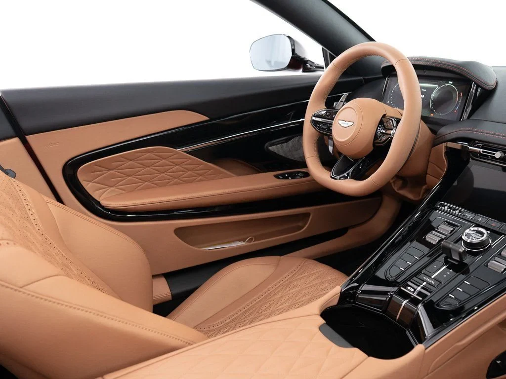 2026 Aston Martin DB12 Volante interior, Onyx Black / Copper Tan Metallic