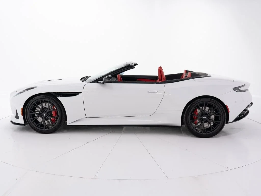 2026 Aston Martin DB12 Volante, side profile, Lunar White