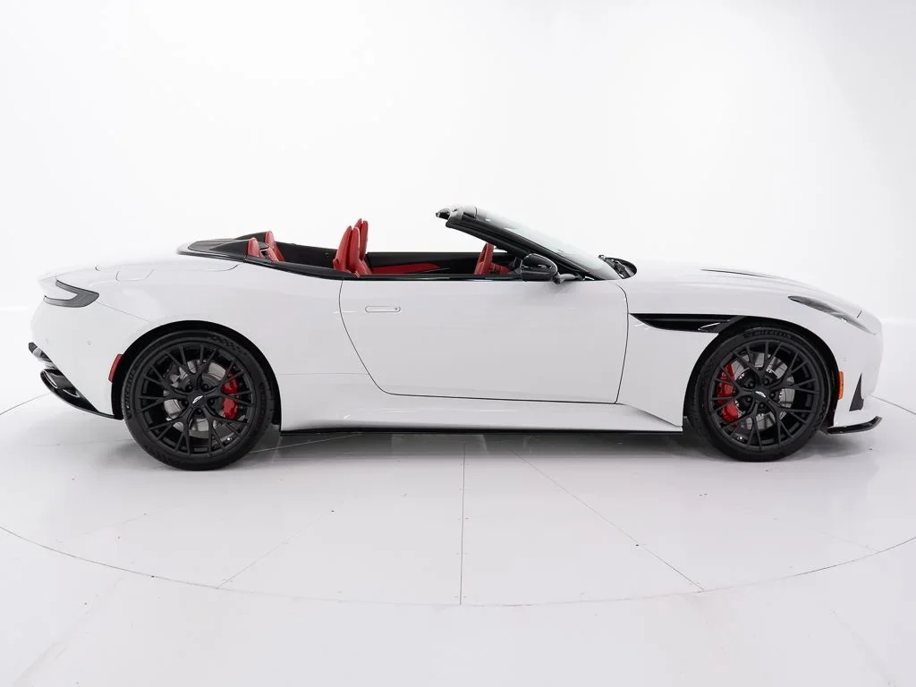 2026 Aston Martin DB12 Volante, side profile, Lunar White