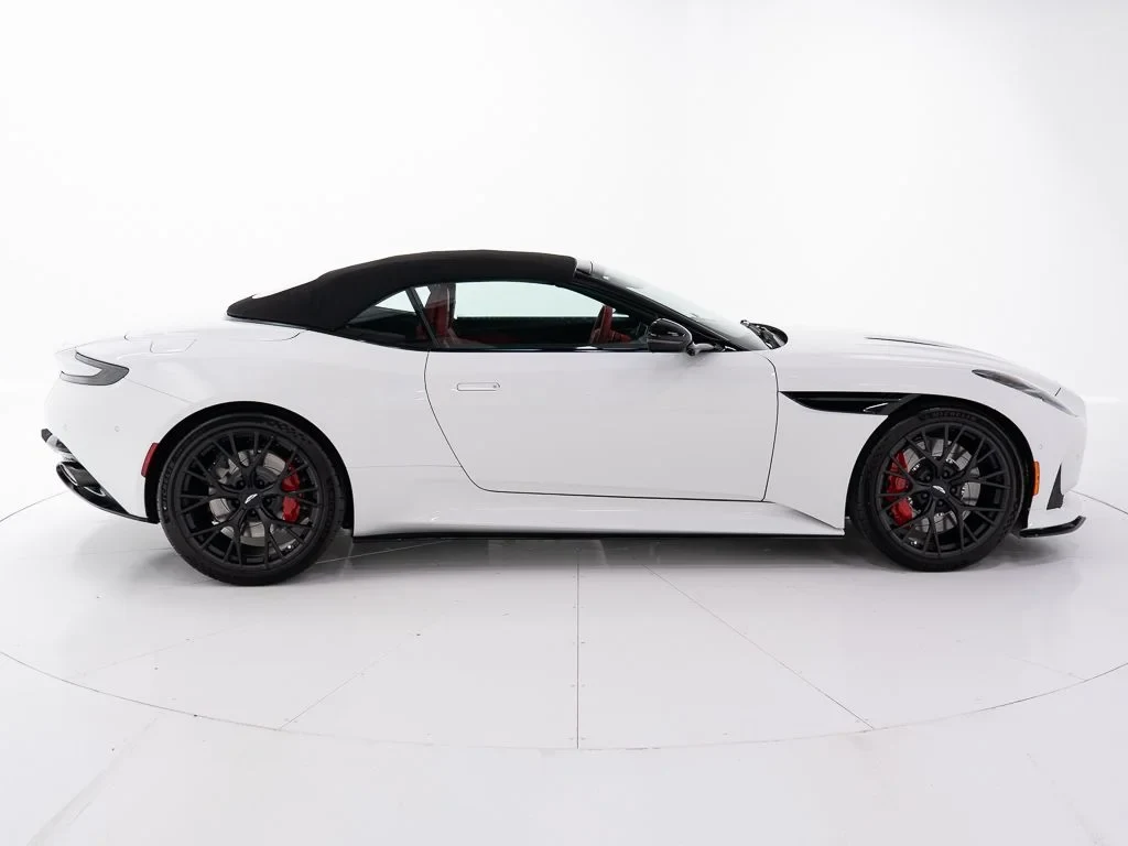 2026 Aston Martin DB12 Volante, side profile, Lunar White